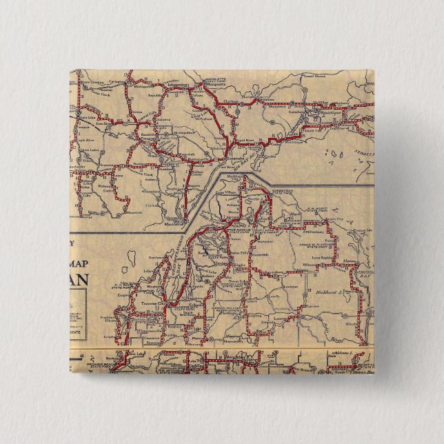 Michigan 6 2 inch square button (Front)