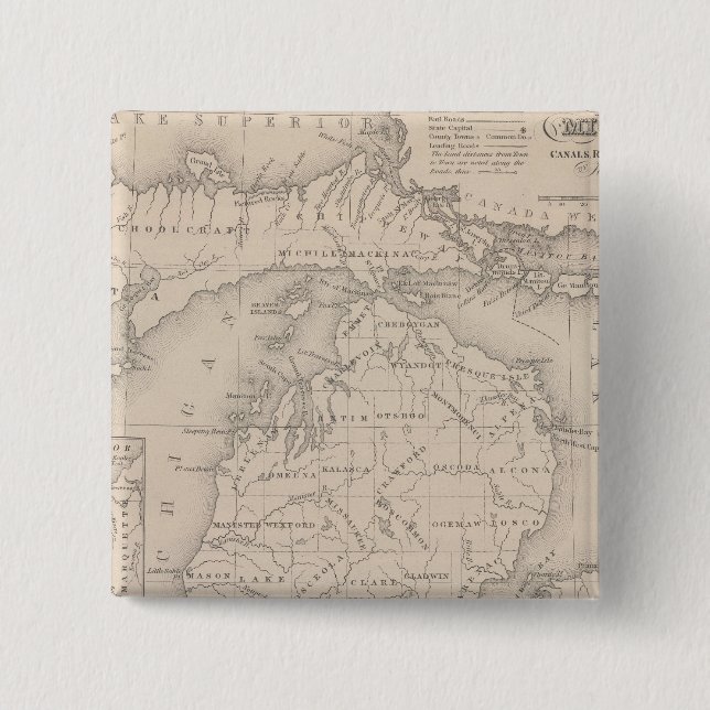 Michigan 9 2 inch square button (Front)