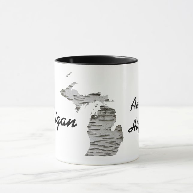 Michigan - America's High Five Mug with Birch Bark (Center)