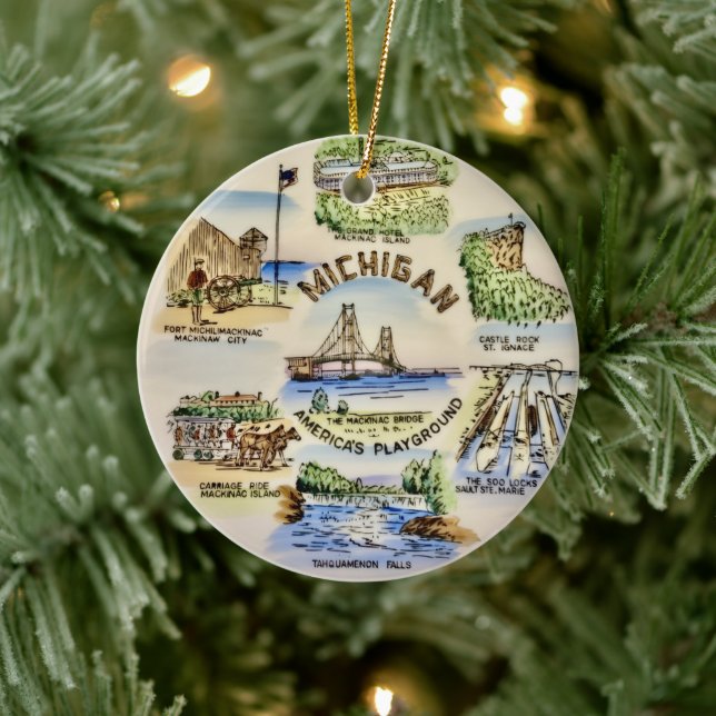 Michigan Americas Playground Ceramic Ornament (Tree)