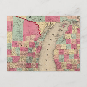 Michigan and Wisconsin Postcard