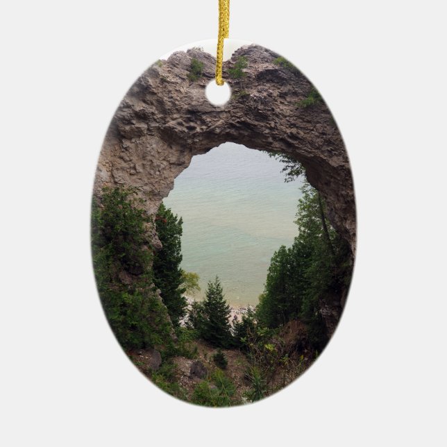 Michigan Arch Rock Geology Photo Ceramic Ornament (Front)