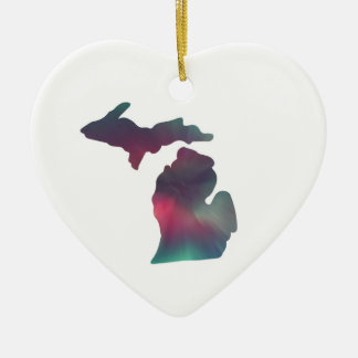 Michigan Aurora Christmas  Ceramic Ornament