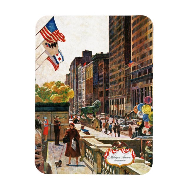 Michigan Avenue, Chicago by John Falter Magnet (Vertical)