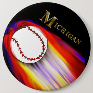 MICHIGAN BASEBALL 6 INCH ROUND BUTTON