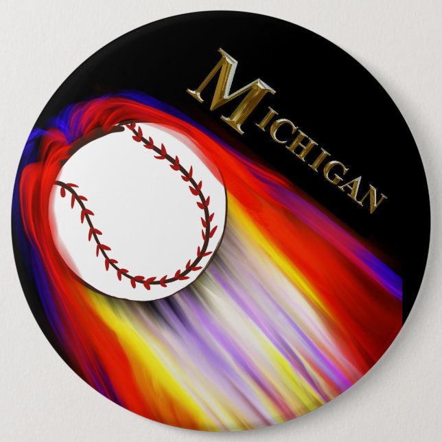 MICHIGAN BASEBALL 6 INCH ROUND BUTTON (Front)