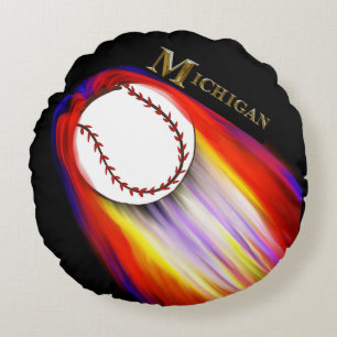MICHIGAN BASEBALL ROUND PILLOW