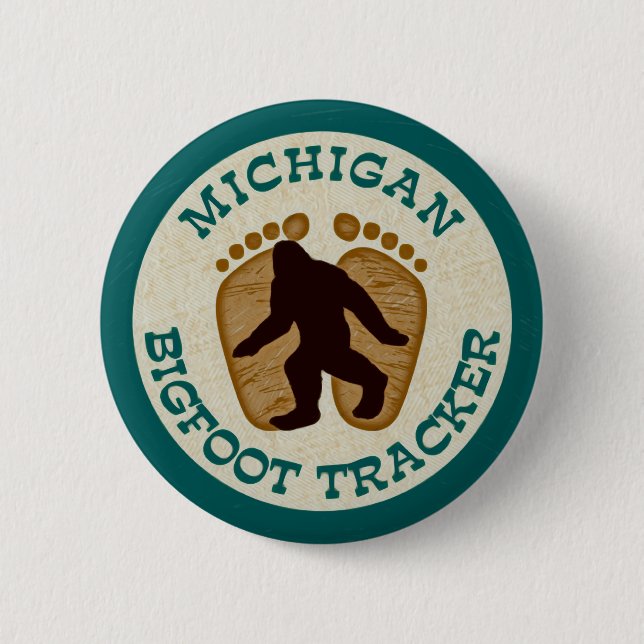Michigan Bigfoot Tracker 2 Inch Round Button (Front)