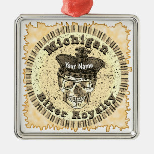 Michigan Biker Metal Ornament