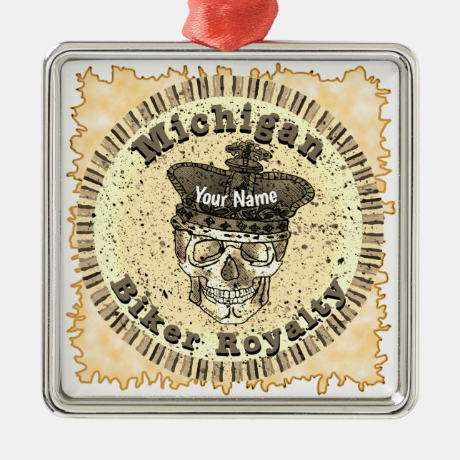 Michigan Biker Metal Ornament (Front)
