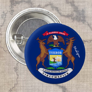 Michigan button, patriotic Michigan Flag fashion 1 Inch Round Button