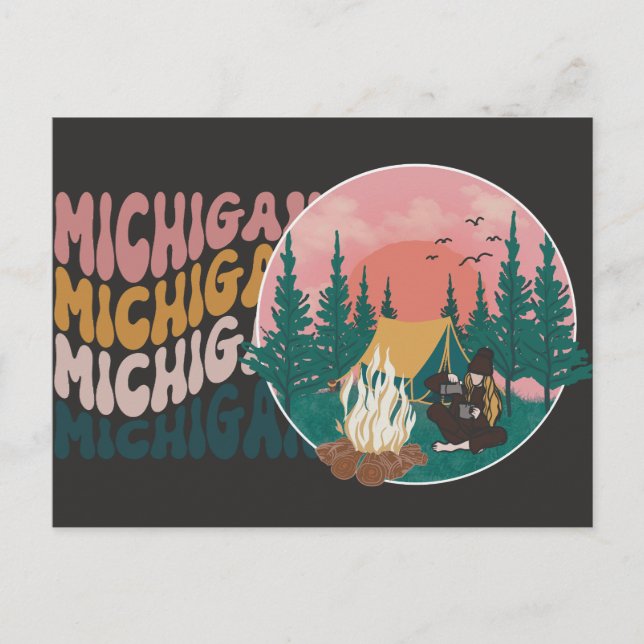 Michigan Camping Adventure Postcard (Front)