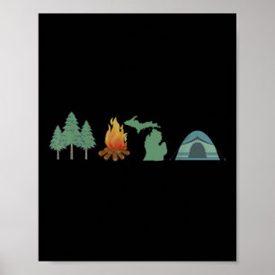 Michigan Camping, Canoeing, And Hiking, Nature Poster