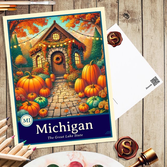 Michigan | Carte postale ombragée style Anime (Créateur téléchargé)