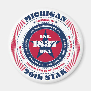 Michigan Circle Typographie Souvenir Magnet