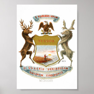 Michigan Coat of Arms Poster
