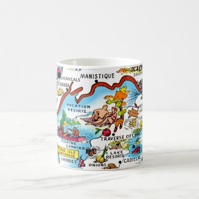 Michigan Colourful Map Coffee Mug (Center)