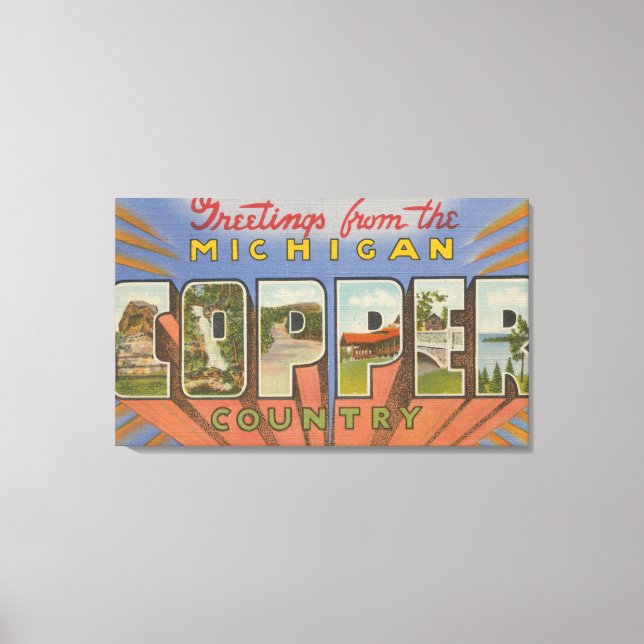 Michigan (Copper County) - Large Letter Scenes Canvas Print (Front)