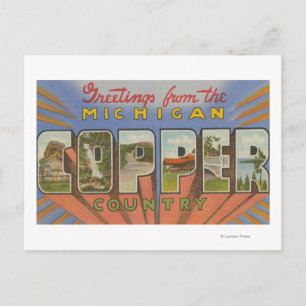 Michigan (Copper County) - Large Letter Scenes Postcard