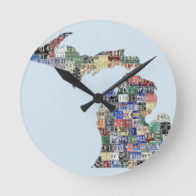 Michigan Counties Licence Plate Art Wall Horloge (Recto)