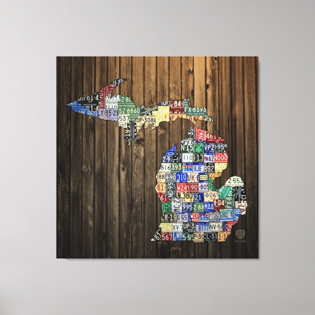 Michigan Counties License Plate Map Canvas 2014 (Front)