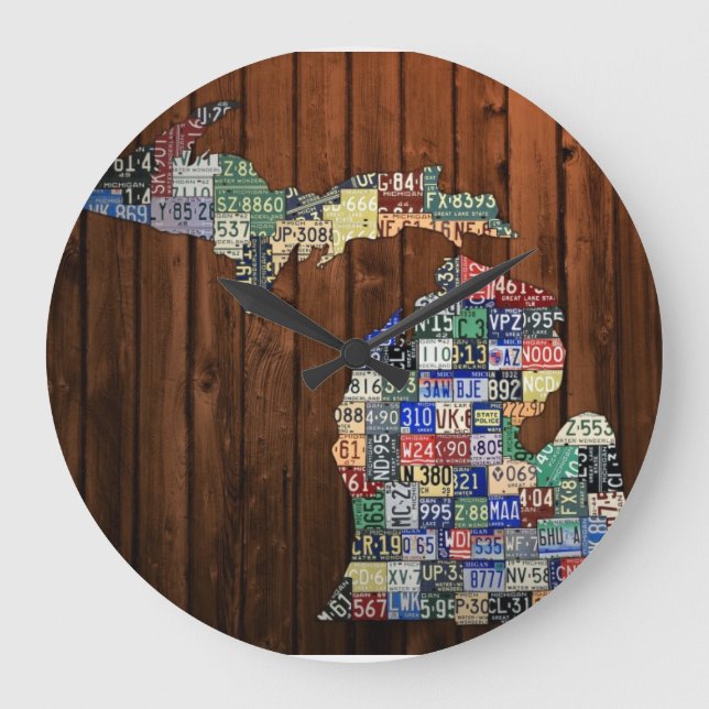 Michigan Counties License Plate Map Clock (Front)