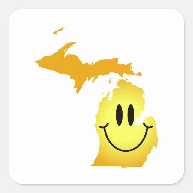 Michigan Face Square Sticker (Front)