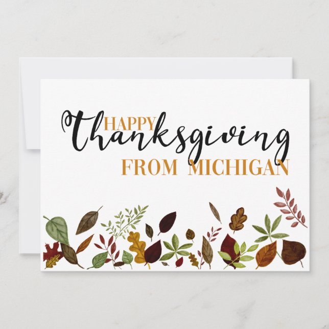 Michigan Fall Foliage Thanksgiving Card (Front)
