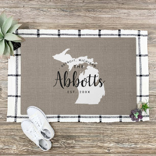 Michigan Family Monogram State Doormat