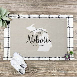 Michigan Family Monogram State Doormat
