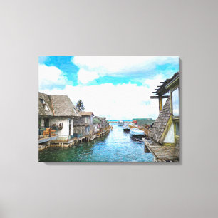 Michigan Fish Town Painting   Canvas Print