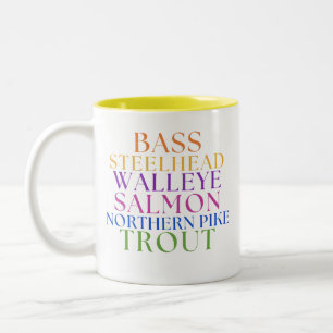 Michigan Fishing Rainbow Text Fisherwoman Mug