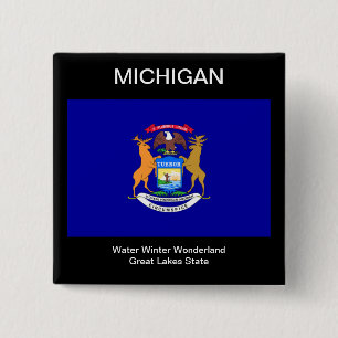 Michigan Flag 2 Inch Square Button
