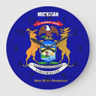 Michigan Flag and Slogan Large Clock