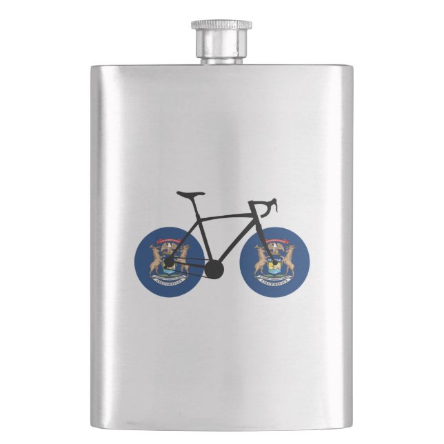 Michigan Flag Cycling Hip Flask (Front)