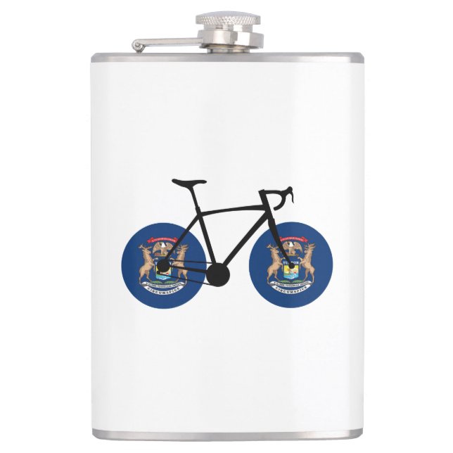 Michigan Flag Cycling Hip Flask (Front)