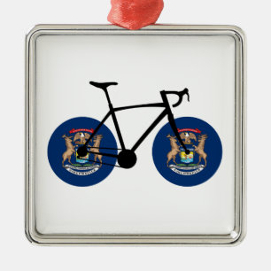 Michigan Flag Cycling Metal Ornament
