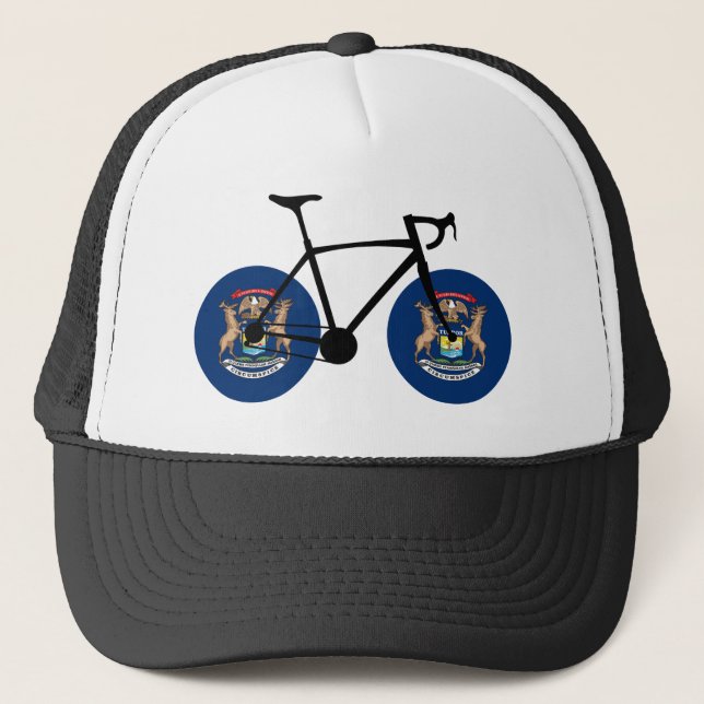  Michigan Flag Cycling Trucker Hat (Front)