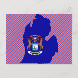 Michigan Flag Map Postcard