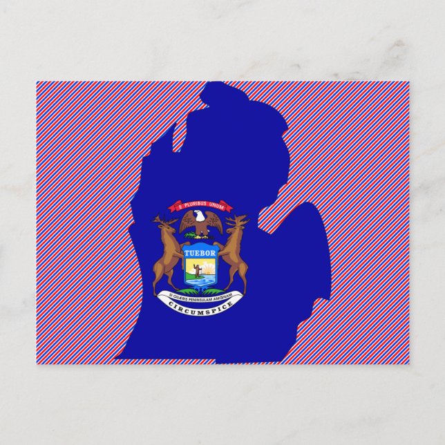Michigan Flag Map Postcard (Front)