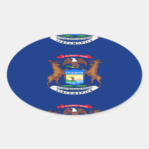 Michigan flag oval sticker
