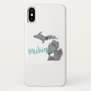 Michigan Floral Filled Silhouette With "Michigan" Case-Mate iPhone Case