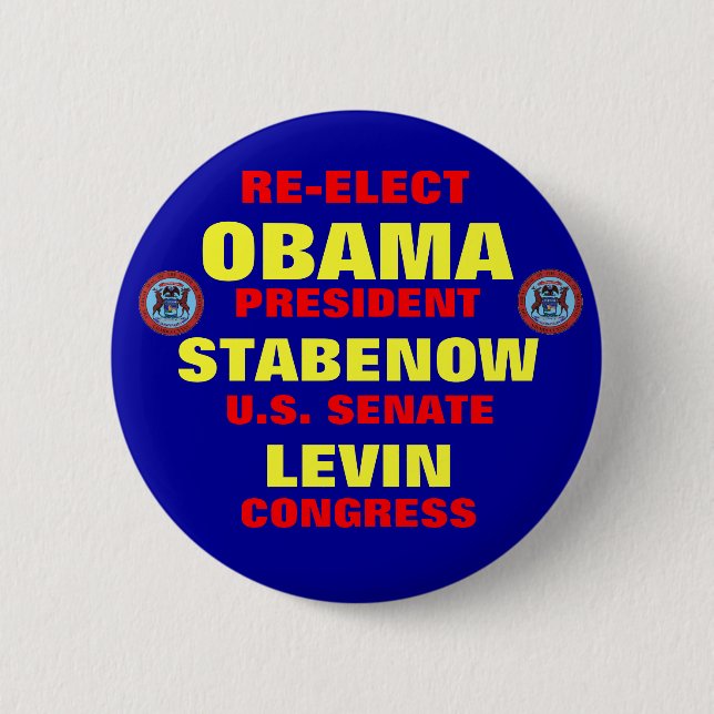 Michigan for Obama Stabenow Levin 2 Inch Round Button (Front)