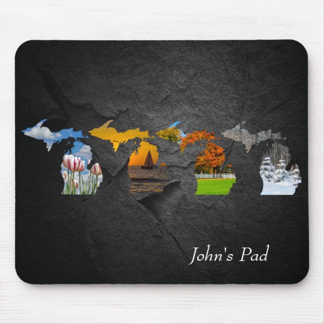 Michigan Four Seasons On Rock Mouse Pad (Front)