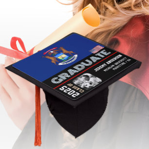 Michigan Graduation Hat, Photo, USA, Michigan Flag Cap Topper