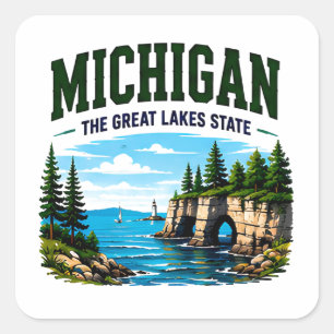 Michigan Great Lakes Escape Square Sticker