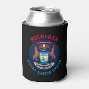 MICHIGAN GREAT LAKES STATE FLAG CAN COOLER