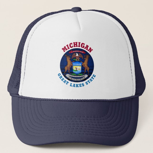MICHIGAN GREAT LAKES STATE FLAG TRUCKER HAT (Front)
