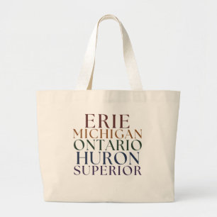 Michigan Great Lakes State Text Tote Bag