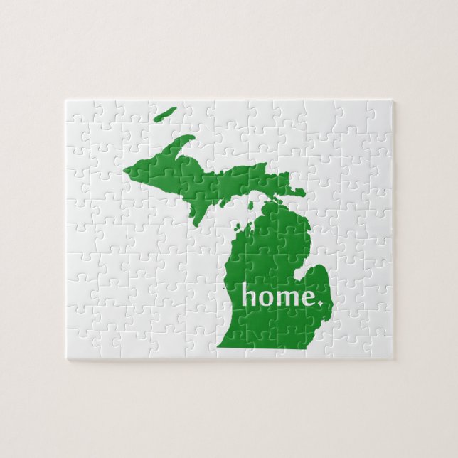 Michigan Green Home Silhouette Jigsaw Puzzle (Horizontal)